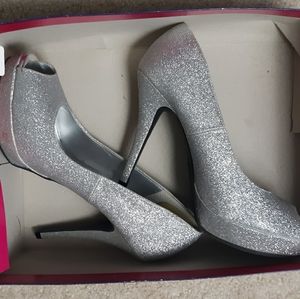 Sparkly silver heels